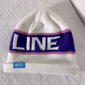Line White Blue Pink Toque Beanie Winter Hat